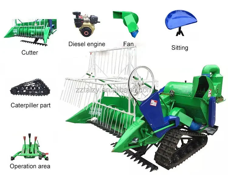 large output capacity portable engine combine rice mini harvester machine