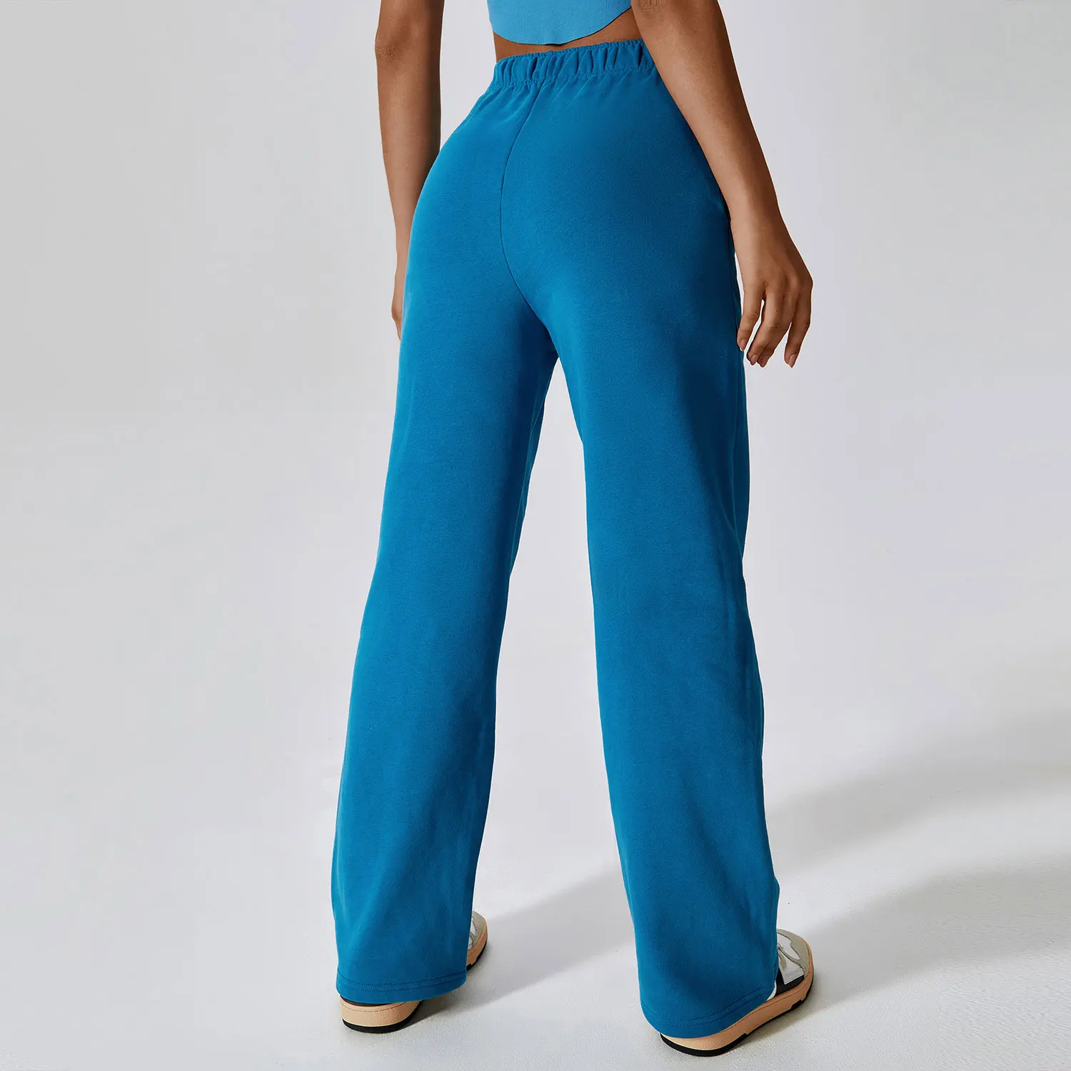 Elastic High Waist Fleece Lounge Sweatpants Wide Straight Leg Joggers with Pocket Women Fall Winter Causal Sports Sweatpants