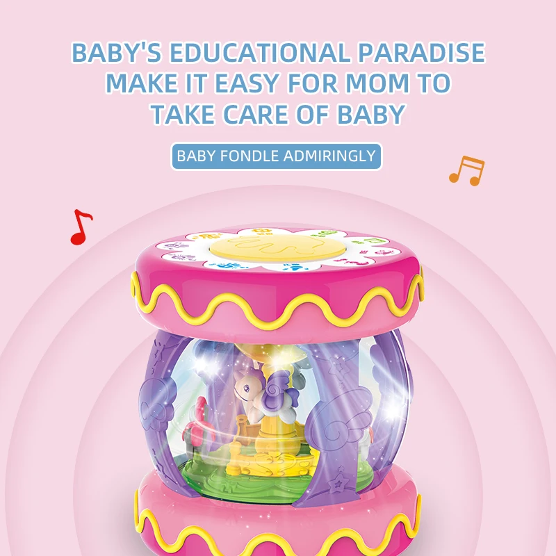 Multi-Functional Baby Girl Toys Musical Carousel Music Instrument Baby Sound Drum Toy 2 Year
