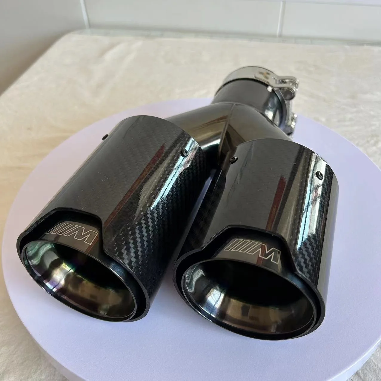 Stainless Steel Muffler for Bmw Chrom Exhaust Dual Tips Factory Customize M Performance Black Carbon Fiber