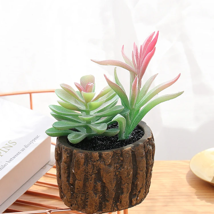 Artificial plants in wooden pots realistic tabletop artificial bonsai small potted