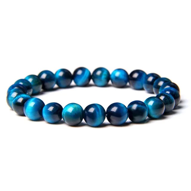 16 Colors Beautiful Natura Brown Purple Pink Blue Tiger Eye Gemstone Beaded Stretchy Bracelet for Men Women Gift