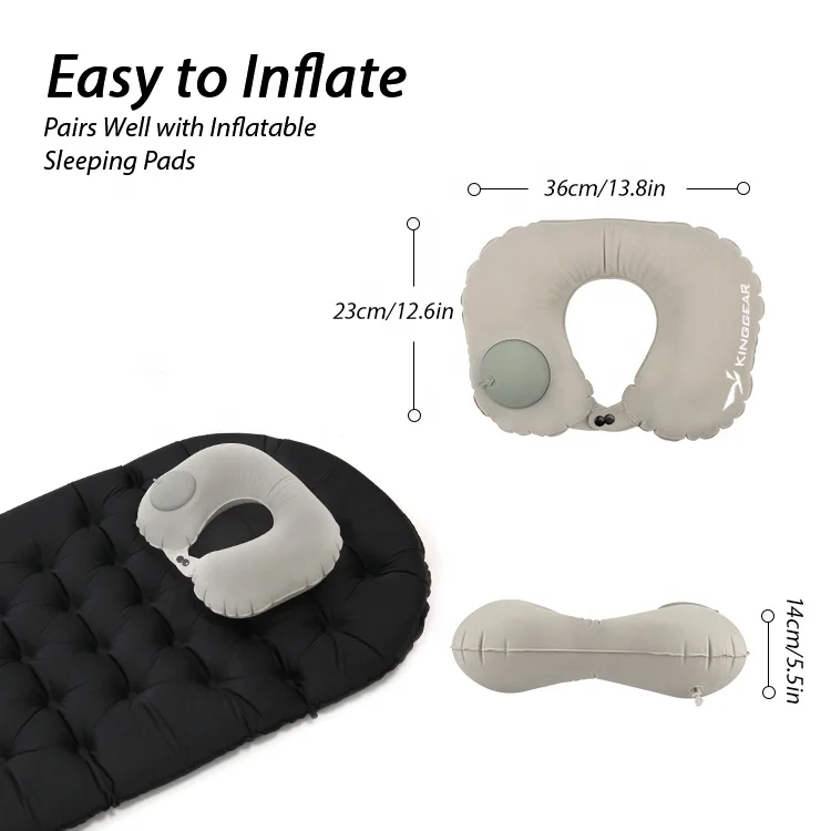 KingGear Flocking Environmentally Friendly PVC Inflatable Camping Pillow