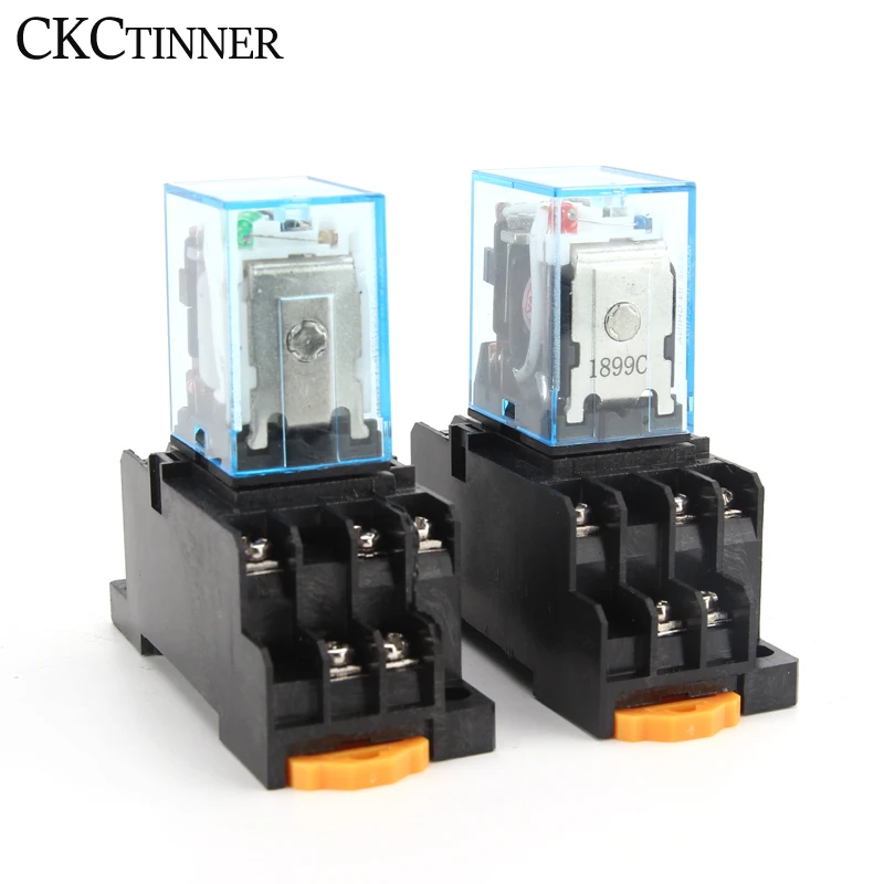 Intermediate Relay HH54P MY4NJ Micro Small Electromagnetic Relay AC/DC 12V 24V AC110V 220V 380V With 14 pins Socket base PYF14A