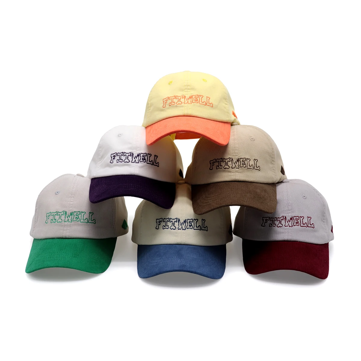 Двухцветная 6-панельная бейсболка с вышитым логотипом на заказ Вельветовая шляпа для папы