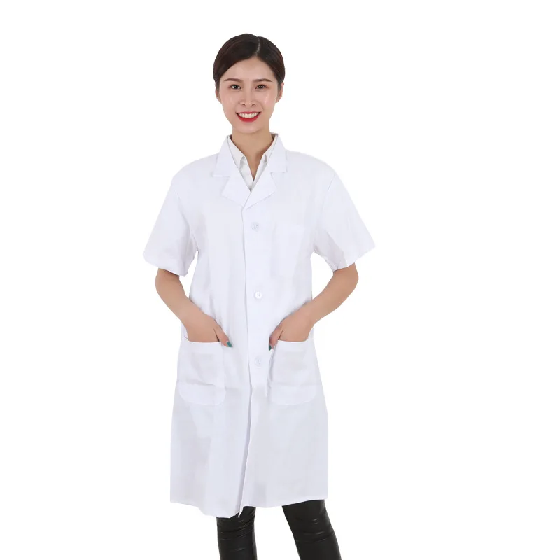 Hao Baby Short Sleeve Nurse Uniform Custom Pharmacy Lab Workwear Cosmetologist Physician Wholesale White Coat Uniform