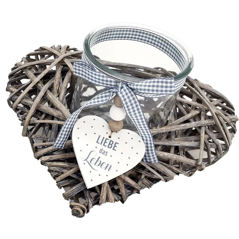 Customized High Quality Household Handmade Wicker Heart-shaped Wood Crafts