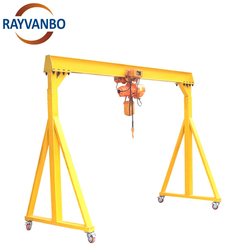 Good Quality With Low Price Mobile Gantry Cranes 1t 2t 3t 5t 10t With Electric Hoist Or Hand Manual Block