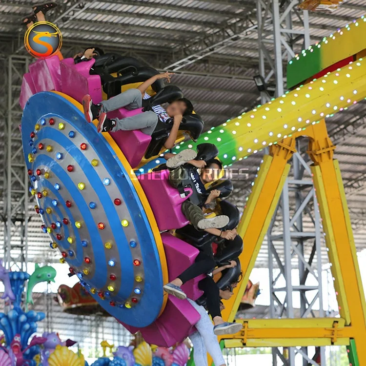 Amusement Park rotating flying UFO rides big frisbee swing hammer pendulum