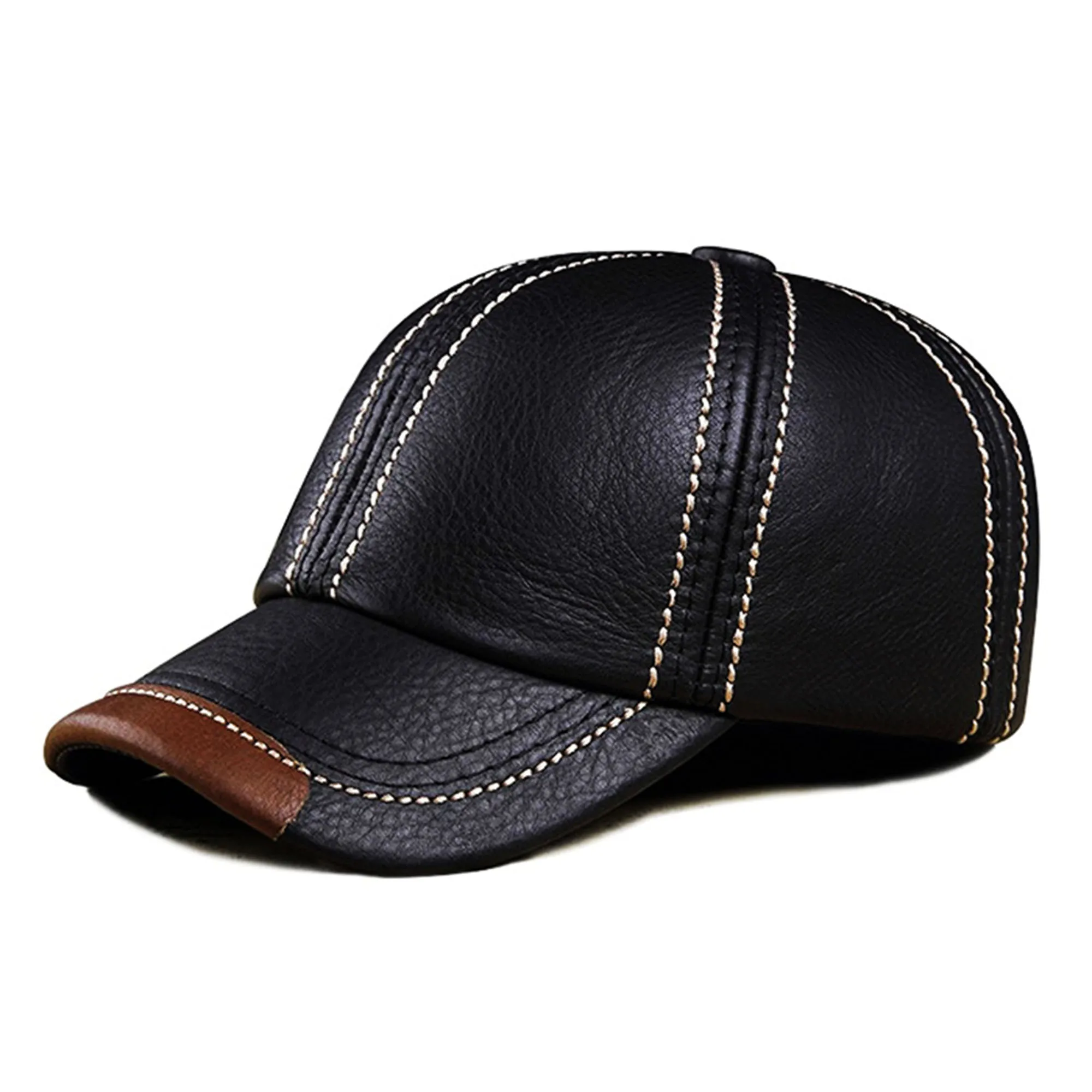 Wholesale Leather Caps Custom Black Baseball Hat with Adjustable Strap Hat Cap Sports Caps