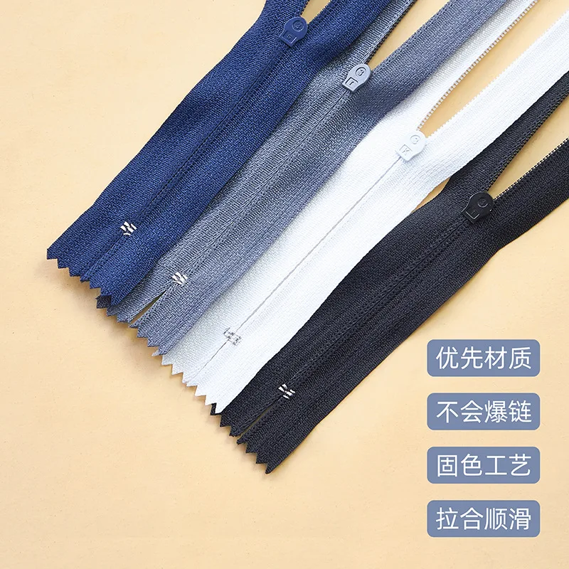 Jiusheng No. 3 Nylon Closed-tail Suit Pants Front Crotch Pocket Short Zipper Wholesale in Multiple Sizes