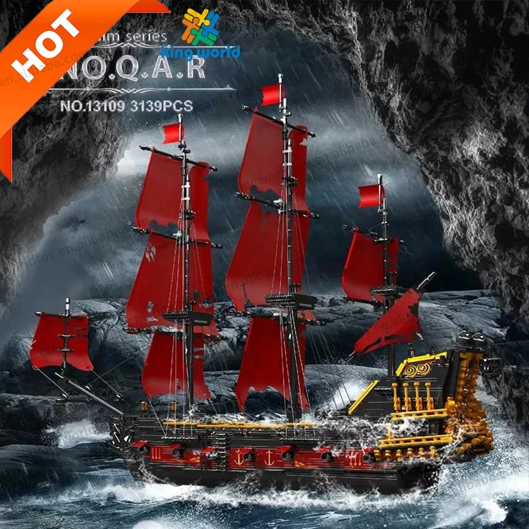 MOULD KING 13109 The Revenge red sails Model Building Blocks bricks Pirate Ship toy ship model set building block