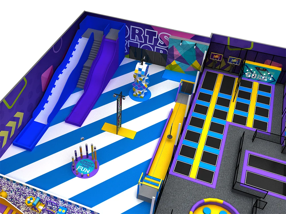 Pokiddo Customized 1688sqm Sports Factory Indoor Complex Trampoline Park