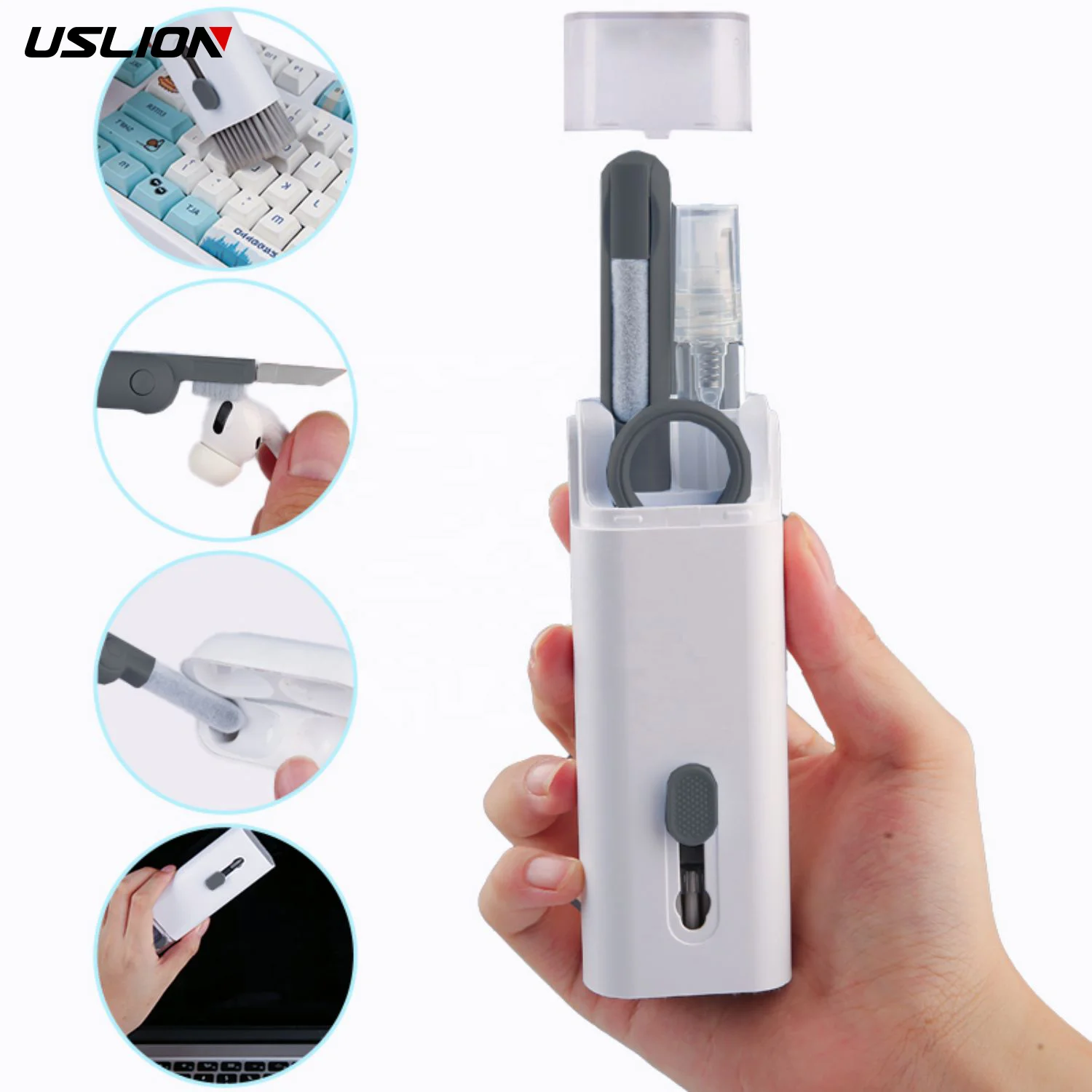 USLION 7-in-1 Computer Keyboard Cleaning Brush Kit Electronics Cleaner Kit Earphone Cleaning Pen For Headset Cleaning Tools