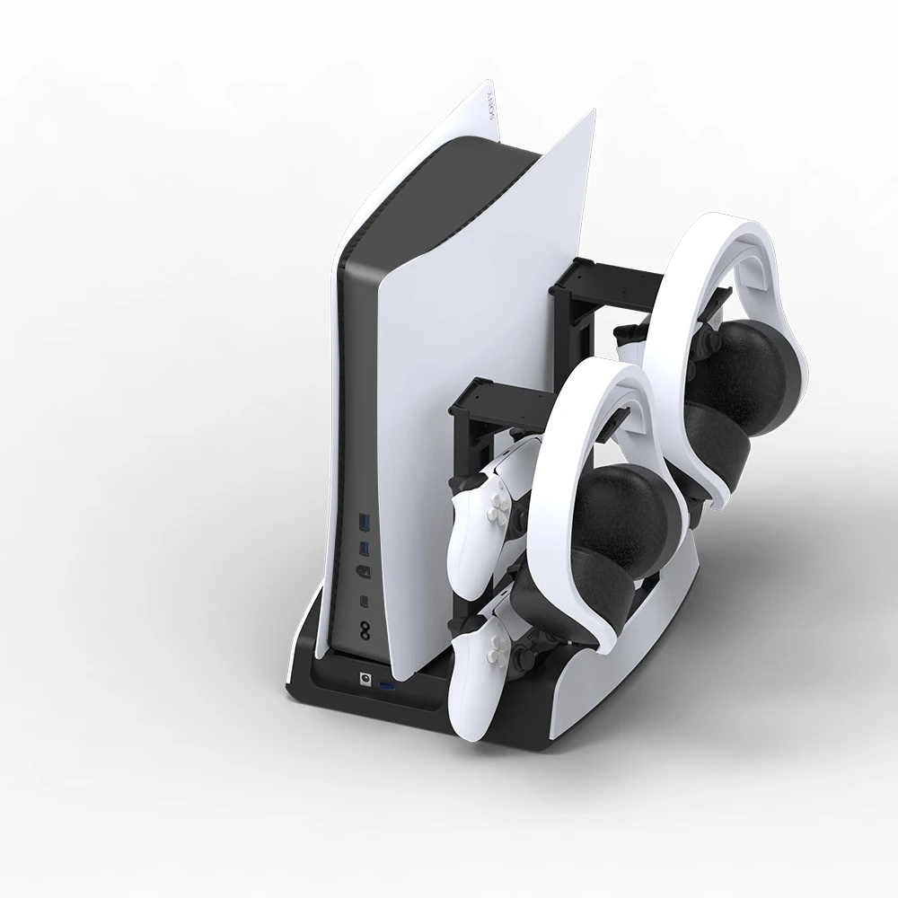 Vertical Stand Charging Station for Playstation 5 ,Dual PS5 Controller Charger Dock with Cooling Fan Headset Rack