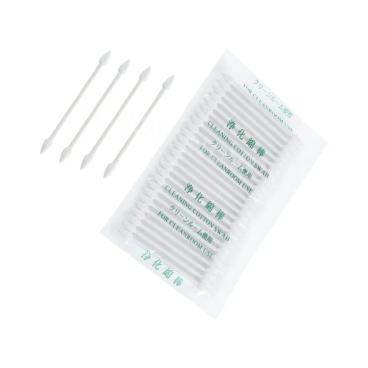 Strong adsorption Lint Free Cleanroom Silicone oil-free Purification Cleanroom cotton swabs With Paper Handle