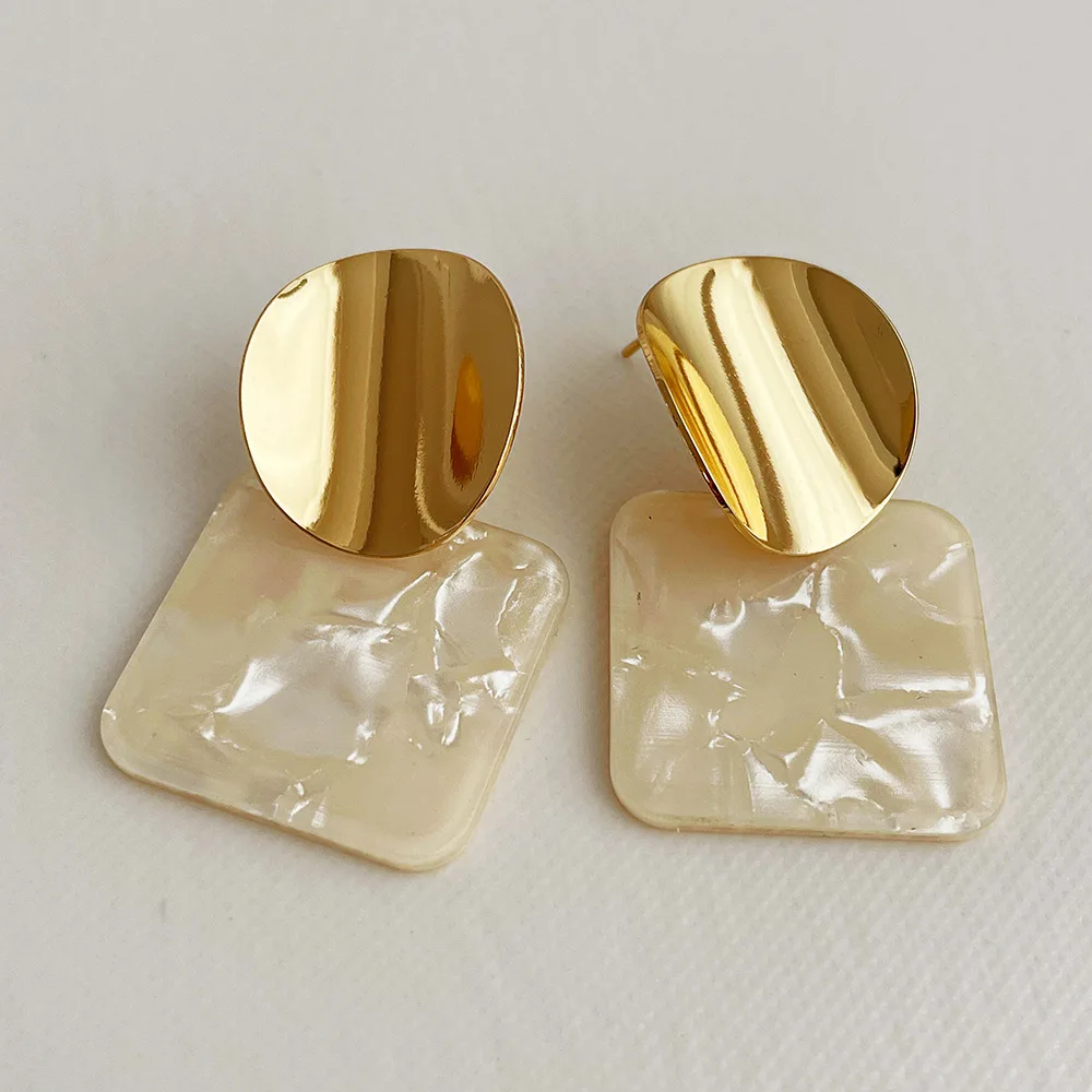 Hoop Gold Copper Crystal Acetate Drop Earrings Women Fashion Jewelry Accessories Aretes