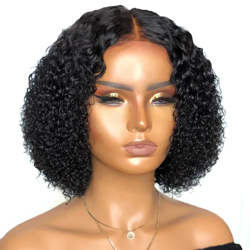 Factory Wholesale Chemical Fiber High Temperature Silk Wig Set Black Medium Short Section Small Curly Hair Set