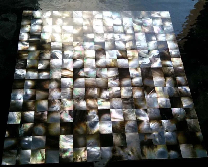 Wholesale Shell Mosaic Seamless Black Mother of Pearl Tiles Handmade Art Home Wall Decorations