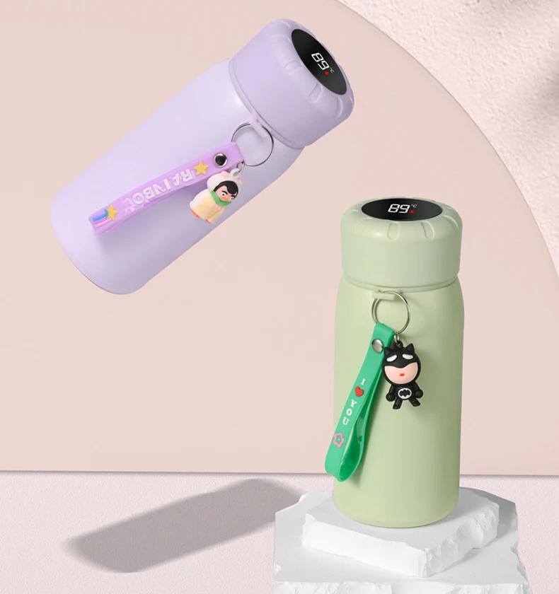 Beauchy 2025 Smart Water Bottles Student School 400Ml Stainless Steel Water Bottle With LED Display Lid