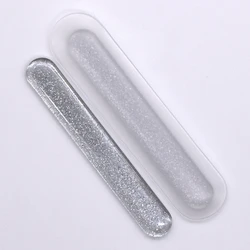 Factory direct silver glitter nano glass polished nail file with holster packaging