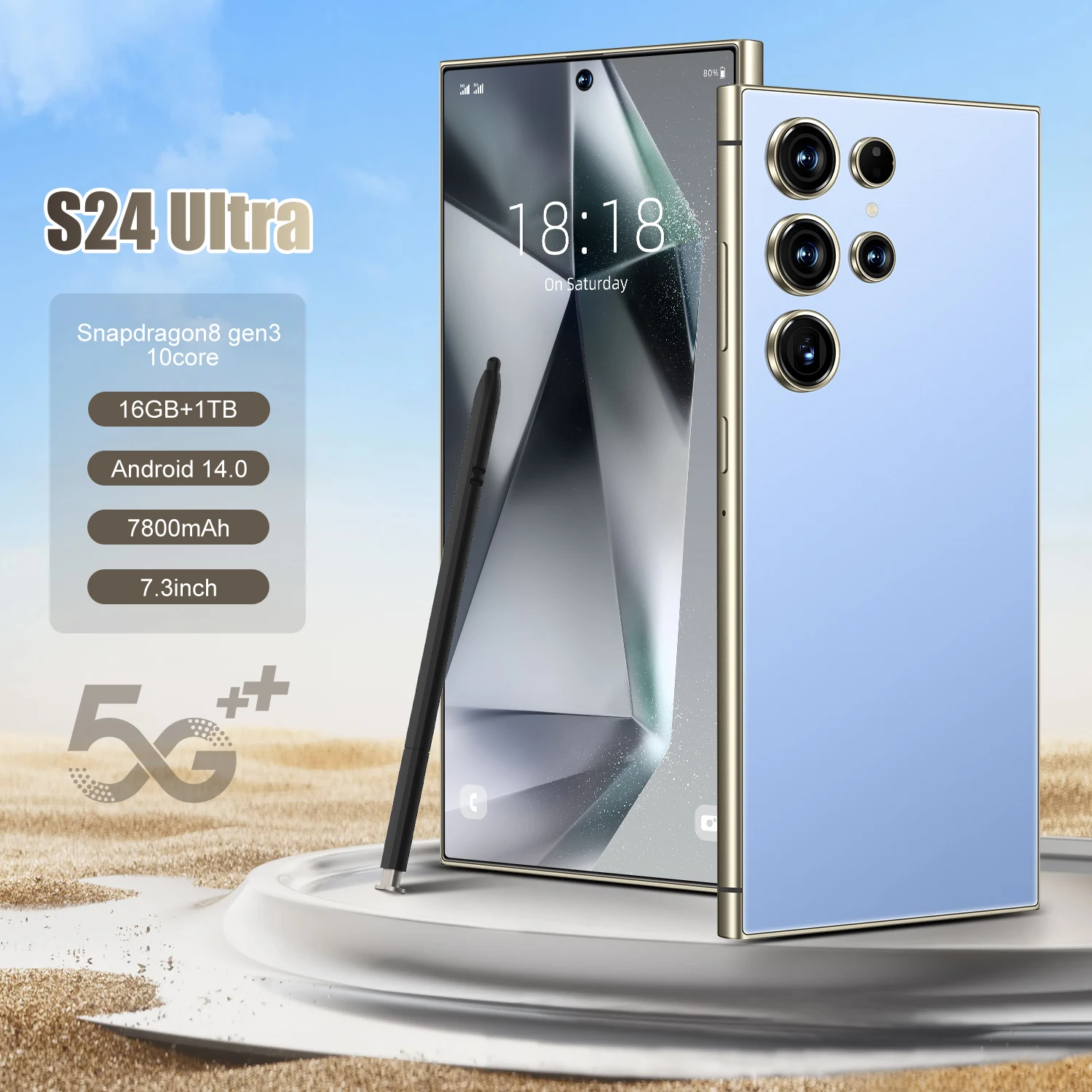 Clone S24 Ultra 5G Dual SIM Smartphone 16GB+1TBGB AI Smartphones LTE Cellular Mobile Phone English Spanish Operating Languages