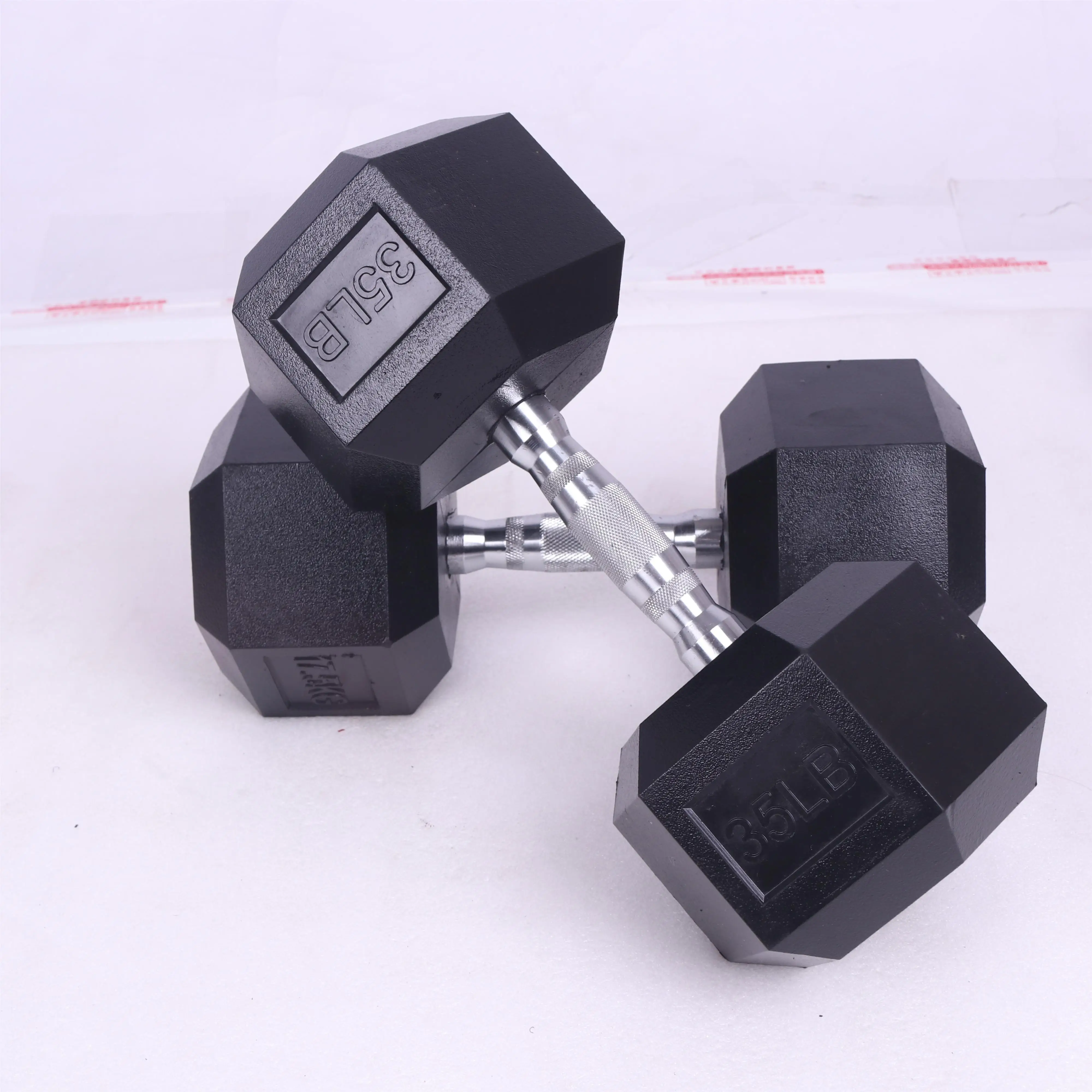 manufacturers direct selling black training cast iron rubber hex hexagonal dumbbells for student