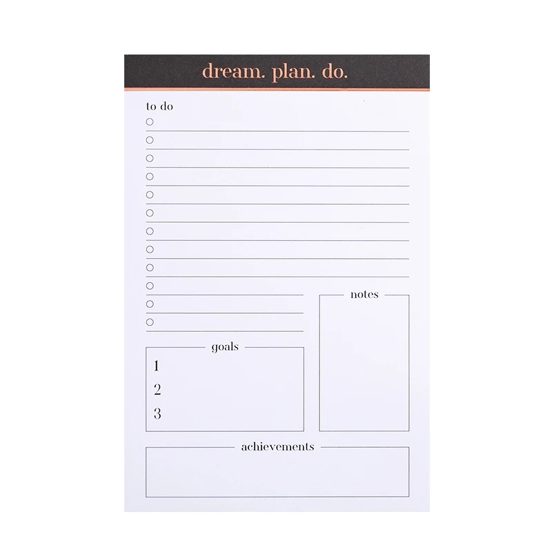 Promotional Customizable Printing Eco Friendly Stationery Paper A5 A4 A6 Size To Do List Weekly Notepad