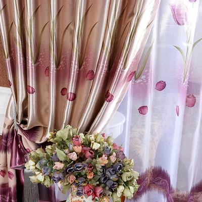 Polyester Flower Design Printing Blackout Fabric Window Curtain latest curtain fashion designs curtain fabric