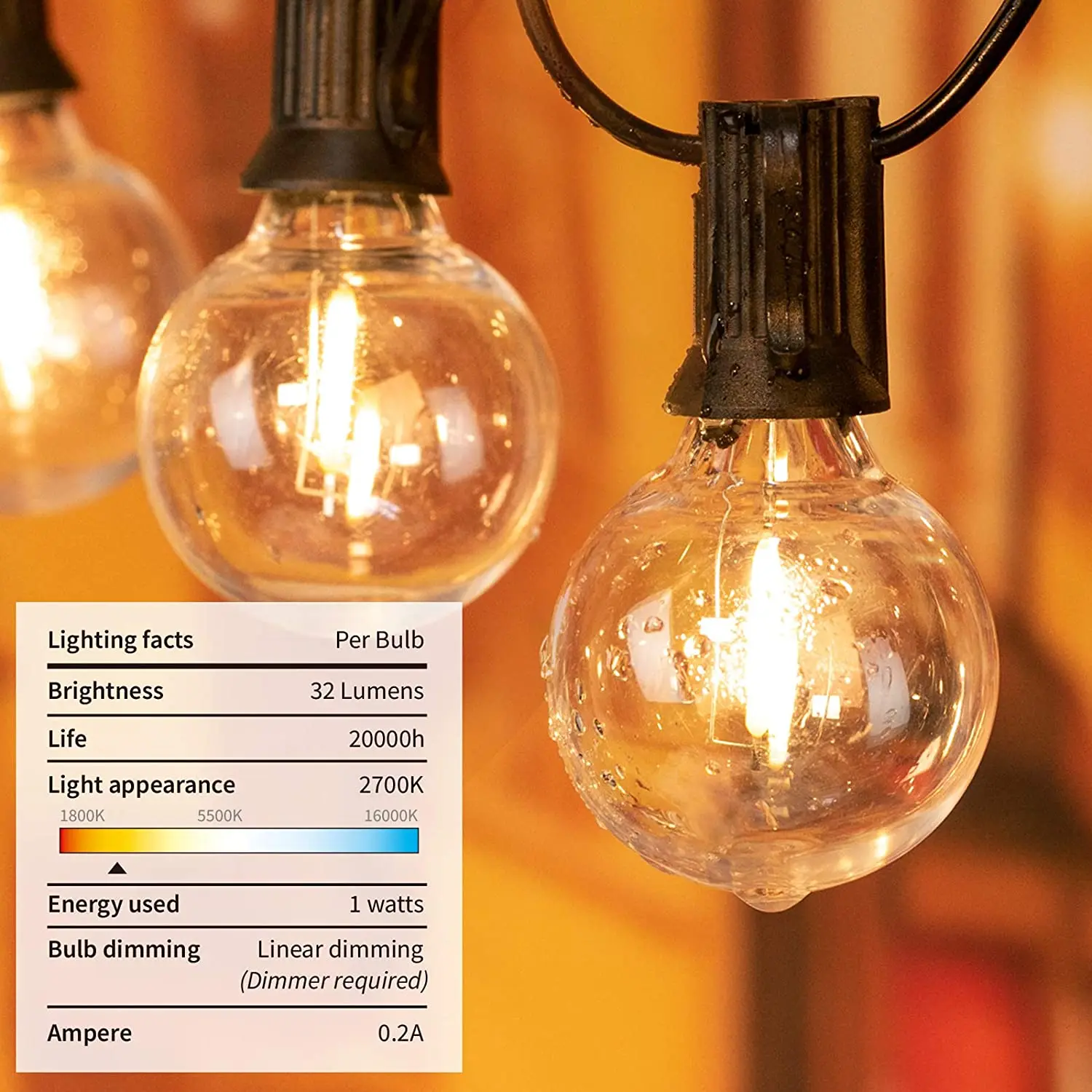 Wholesale 25FT G40 Festival Street Garland Outdoor Lights Garland Christmas Fairy Lighting Solar String Wedding Decorative Lamp