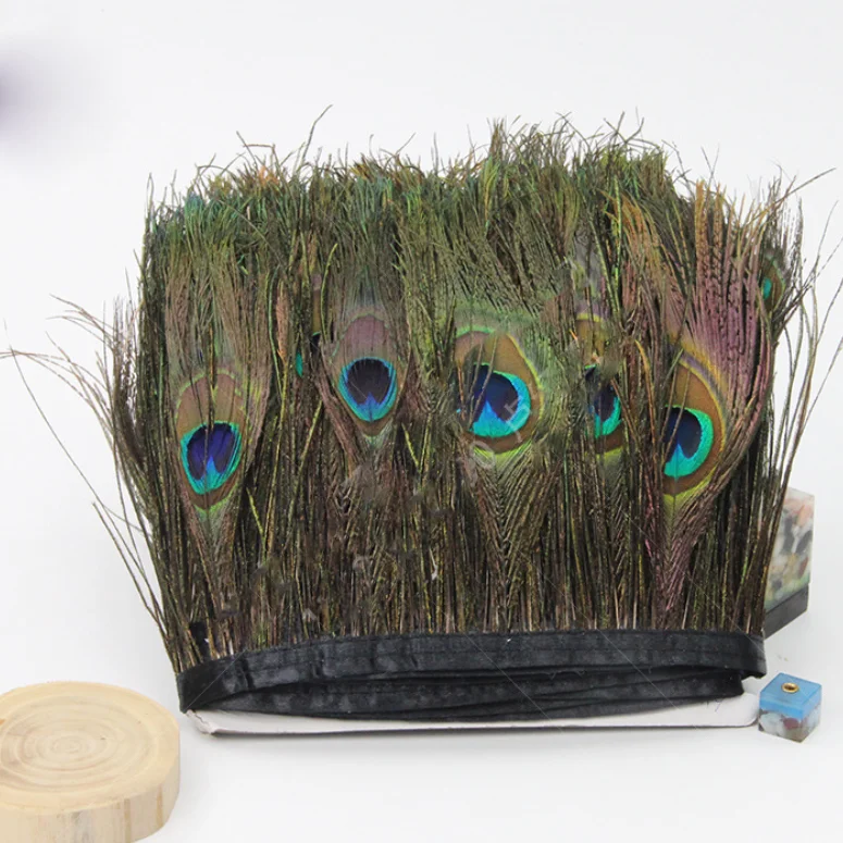 Изысканная отделка павлином, красочная отделка бахромой и перьями, 11 ярдов