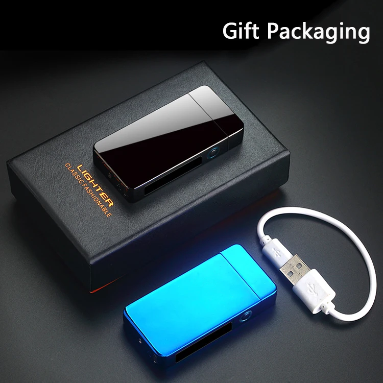 Factory Custom Windproof Dual Arc USB Lighter Rechargeable Flameless LED Power Plasma Cigarette Electric Lighter