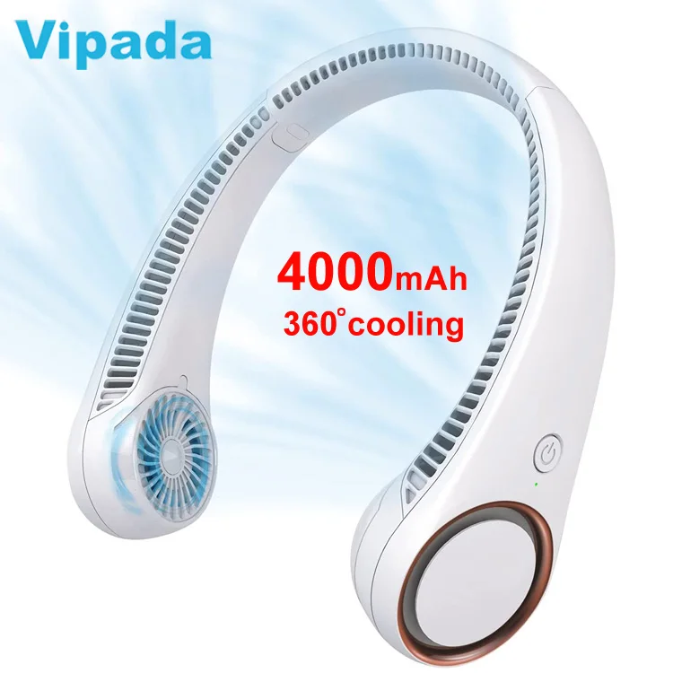 Портативный вентилятор на шею, беспробойный вентилятор без щипадов, охлаждающий Персональный вентилятор для наушников, 4000 мАч, перезаряжаемый вентилятор на шею с питанием от USB