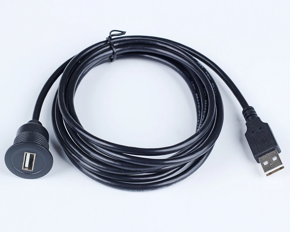 Flush mount USB cable with thread and nut lock car accessories electronics Panel mount USB Extension cable
