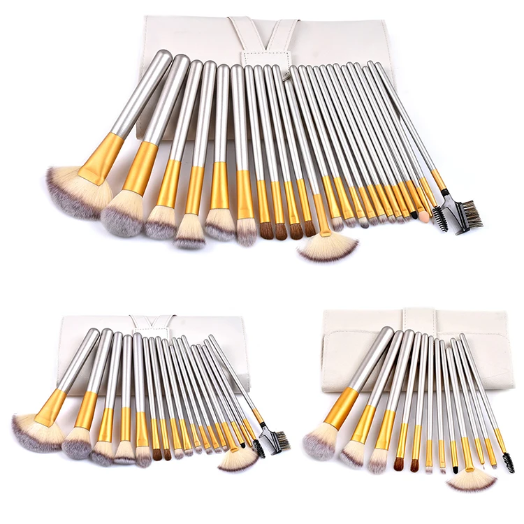 2024 New Makeup Brush Set 12 18 24 pcs Custom Packaging Box Silver Ebony Handles Full Makeup Brush Set