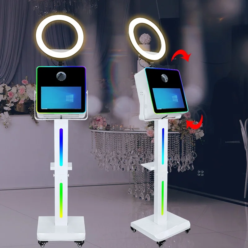 Easy Set Up Split Led Light Stand Photobooth Shell Wedding Party Selfie 15.6 Inch Touch Screen DSLR Photo Booth