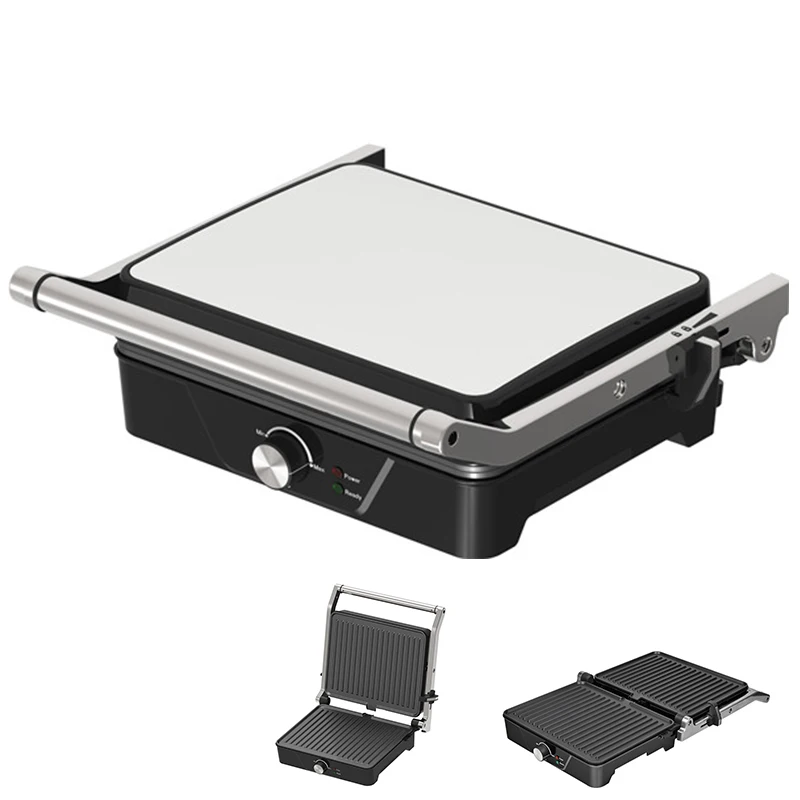 Anbolife Aluminum Lifting Lever 4 slice contact grill sandwich press panini maker 180 degree open contact grill with oil tray