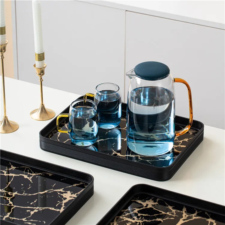 Custom high quality modern perfume vanity table home decor mirror serving trays luxury china tray with handles