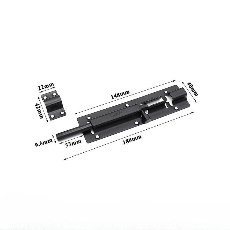 Black stainless steel minimalist safety door and window lock catch household wooden door old-fashioned door bolt