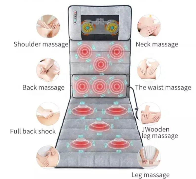 Full Body Multi Function Electric Shiatsu Massage Mat Multifunctional Electric Heated Massage Chair Back Pad for Back Lumbar