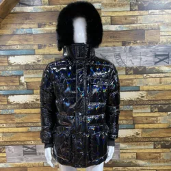 Custom logo fake fur mens parka jacket detachable hood winter reflective winter nylon jacket men