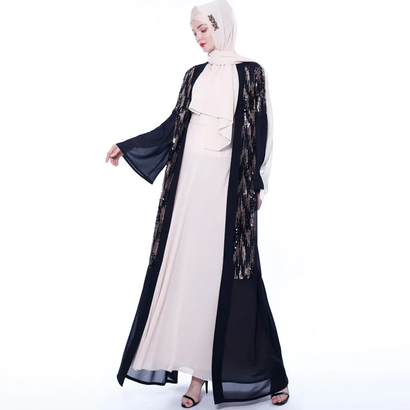 Мусульманское кимоно Abaya с блестками Арабский кафтан Дубай хиджаб платье Турция Исламская одежда Abayas для женщин Рамадан