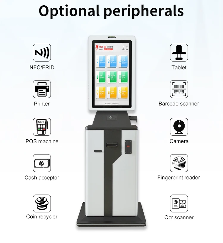 Crtly 32inch Self Service Touch Screen Kiosk Card Dispenser Passport Reader Kiosk Cash Payment Kiosks Currency Exchange Machine