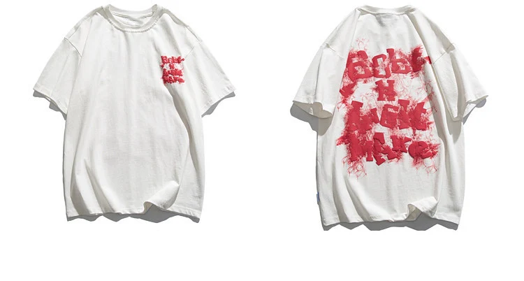 Wholesale  Custom Logo Round Neck 100% Cotton Puff T shirt Street wearing Men Soft Oversize T-shirts Men