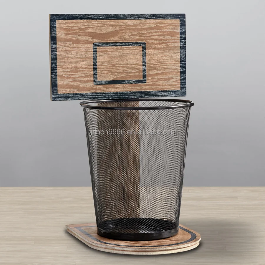 Basketball Hoop Trash Can Wood Basketball Garbage Can Wooden Basketball Hoop Basket Net Trash Can Wastebasket Trashcan