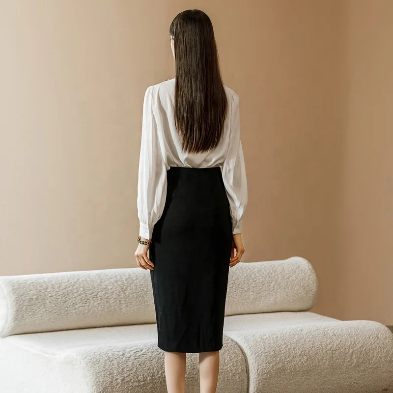 Office Tops for Women Ladies Top Blouse Satin Polyester Chiffon Silk Fabric Material Production Wholesale Blouses