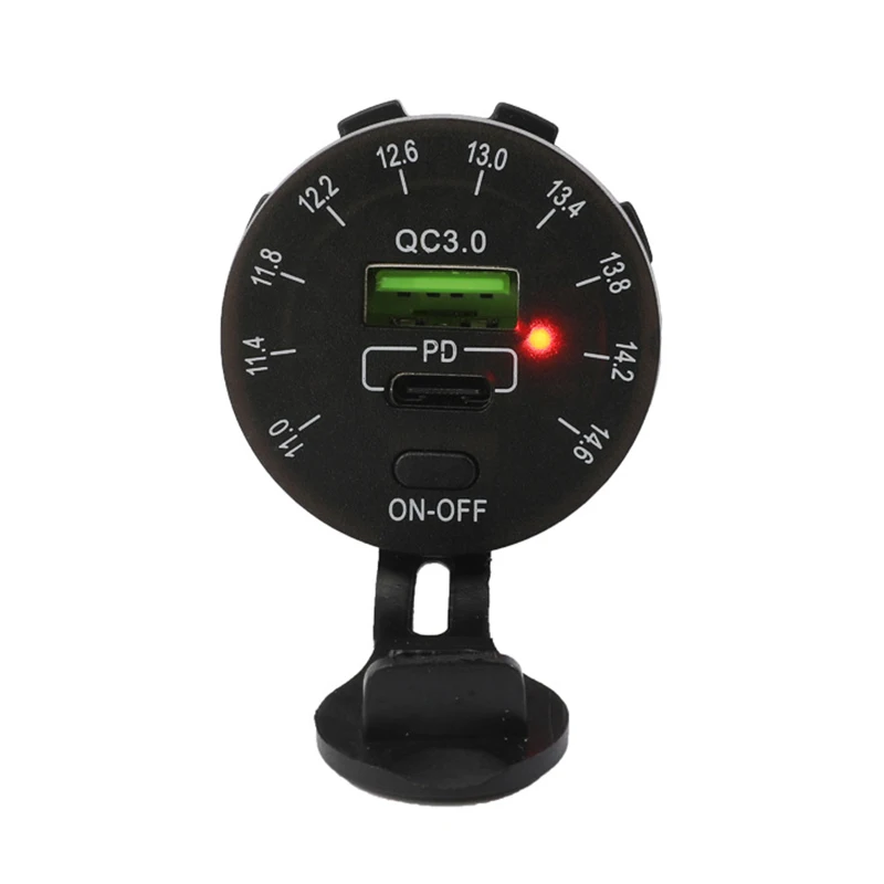 PD18W QC3.0 dual port usb charging socket with LED voltmeter boat motorcycle 12v usb charger