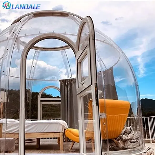 Romantic polycarbonate transparent house with bathroom Dome house mobile tent
