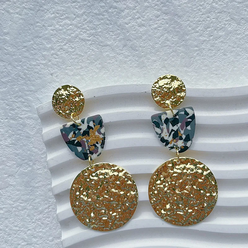 Handmade Multiple Abstract Pattern Geometric Dangle Earring Polymer Clay Drop Earrings for Women