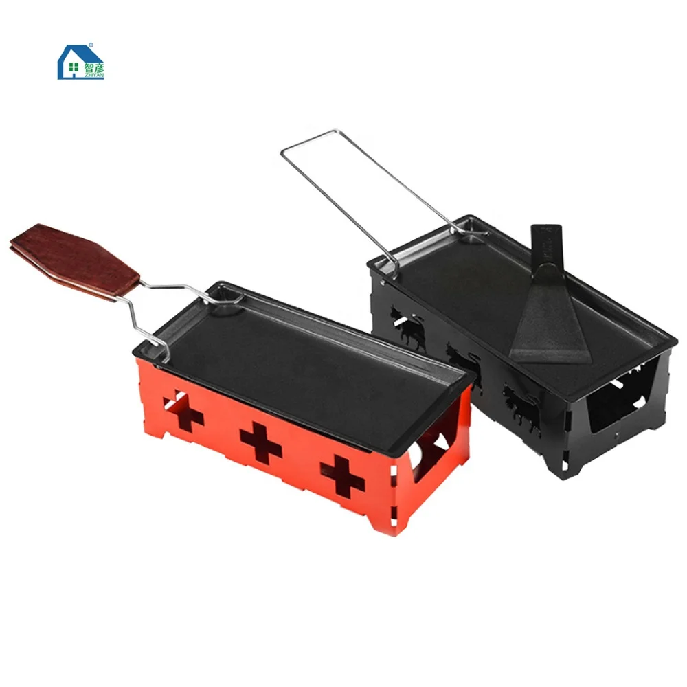 Портативный мини-гриль для сыра, антипригарная сковорода из углеродистой стали для расплава сыра, для выпечки, барбекю, поднос для гриля с лопаткой